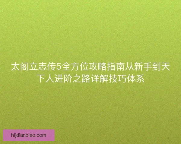 太阁立志传5全方位攻略指南从新手到天下人进阶之路详解技巧体系